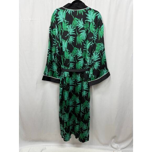 Fe Noel Target Feathered Palm Print Green Black Robe Cover Up Plus Size 2X NWT - Picture 3 of 8